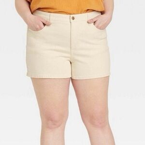 Universal Thread Oatmeal Beige Plus Size High-Rise Midi Jean Shorts Size 16